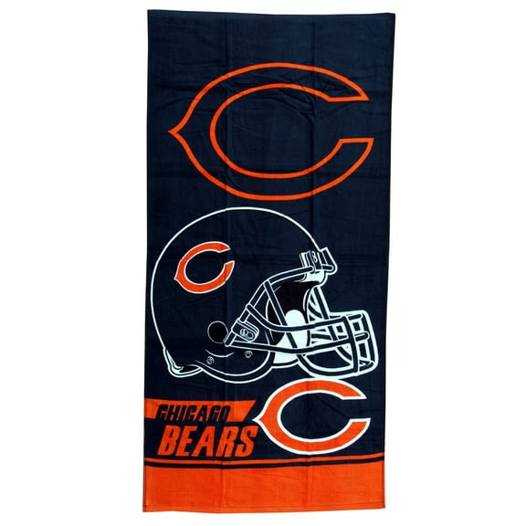 Luxurious - Licensed Football Team Chicago Sports - 100% Cotton Velour Beach Towel – Soft, Absorbent, and Stylish!