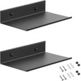 thumbnail image 1 of Metal Wall Shelves, 2 Pieces 20cm Black Floating Shelf, Wall Mounted Shower Shelf, Wall Mounted Rectangular Shelf With Holes And Screws For Living Roo, 1 of 5