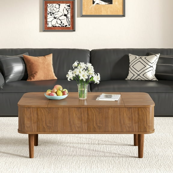 Lift Top Coffee Table with Storage, Mid Century Modern Coffee Table for Living Room, Small, Walnut