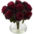 thumbnail image 3 of Nearly Natural Rose Arrangement Artificial Flowers with Vase, Pink, 3 of 10
