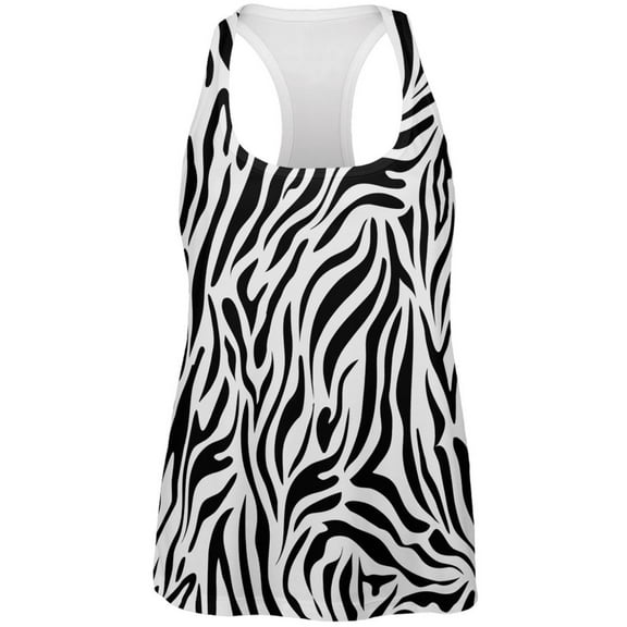 Zebra Print White All Over Womens Tank Top
