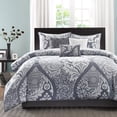 thumbnail image 2 of Home Essence Adela 7 Piece Cotton Printed Comforter Set, Gray, Queen, 2 of 7