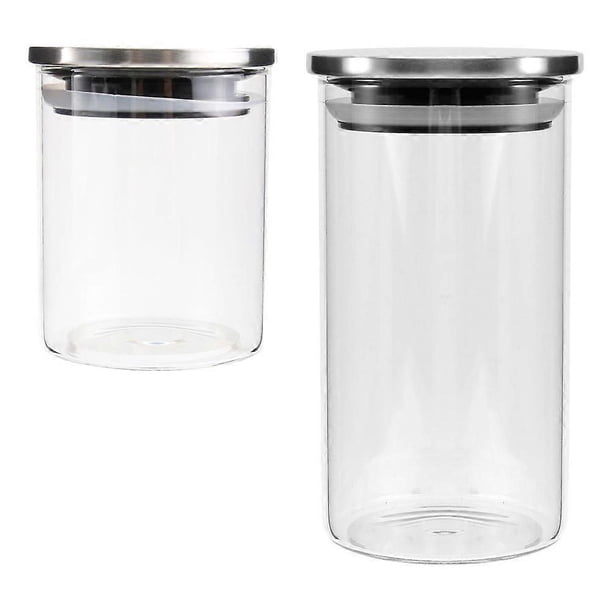 Sealed Storage Jar 2Pack Transparent Food Storage Container With Stainless Steel Lid Perfect For Home Kitchen Use