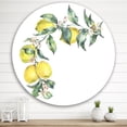 thumbnail image 2 of Designart 'Branch of Leaves and Yellow Lemons II' Tropical Circle Metal Wall Art 36x36 - Disc of 36, 2 of 5