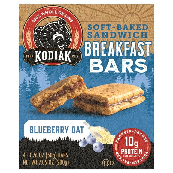 Kodiak Cakes 10g Protein Soft Baked Sandwich Breakfast Bars - Blueberry Oat, 4 ct (Package May Vary)