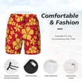 thumbnail image 4 of Kdxio Red Vintage Flowers Print Men's Swim Trunks with Compression Liner 7 Inch Inseam Quick Dry Swim Shorts, 4 of 7