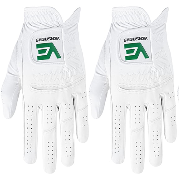 All Weather Grip Golf Gloves Men 2 Pack, Comfortable Microfiber Glove Left Hand for Right Handed Golfer, Soft White with Hot Wet Breathable Design