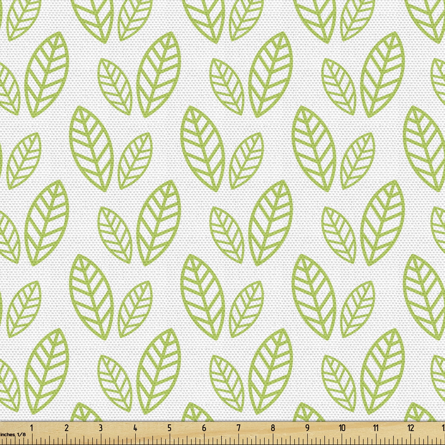 Green Leaf Upholstery Fabric by the Yard, Simple Organic Pattern with