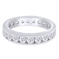 thumbnail image 3 of 2 Ct Round Cut Lab Created Moissanite Diamond Eternity Stackable Wedding Band Ring In 14K White Gold Plated Sterling Silver(G-H Color,VVS1 Clarity,2.00 Cttw)-6, 3 of 7