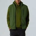 thumbnail image 1 of Leodye Veste Sans Manches en Molleton Décontractée et Tendance pour Homme, Col Montant, à Capuche, Veste Décontractée Vert Armée G(L), 1 of 7