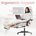 thumbnail image 4 of CELTOSS Pink Fabric Gaming Chair with Footrest, Comfortable Computer Office Chair with Lumbar Cushion, High Back Gamer Game Chair for Adult, Reclining Video Desk Chair, 4 of 11