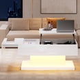 thumbnail image 2 of Noble House Lift-Top Coffee Table,High-Gloss LED Lit with Sliding Extendable Desktop & Lifting Mechanism,White, 2 of 9