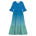thumbnail image 4 of ITSAME Girls A-Line Dress Gradient Print Crew Neck Flowy Ruffle 3/4 Sleeve Summer Casual A-Line Dress Light Blue Size 14, 4 of 7