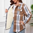 thumbnail image 4 of Womens Flannel Plaid Shacket Jacket Fleece Sherpa Lined Button Down Tartan Trench with Pocket Fashion Coat, 4 of 5