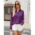 thumbnail image 4 of Zeagoo Womens Satin Blouse Long Sleeve V Neck Shirts Dressy Casual Button Down Business Shirts With Pockets, 4 of 6