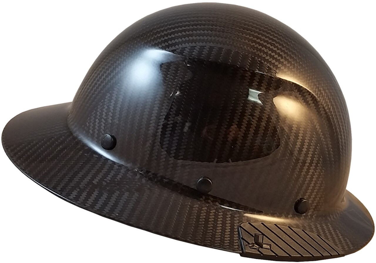 DAX Actual Carbon Fiber Material Hard Hat with Tote Bag - Full Brim Glossy Black