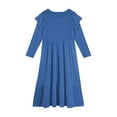thumbnail image 4 of Abcomgle Girls Long Sleeve Dresses 10-12 Casual A-Line Ruffle Long Sleeve Maxi Dress Solid Color Crew Neck Sundresses Tiered Dresses with Pockets,Blue, 4 of 5