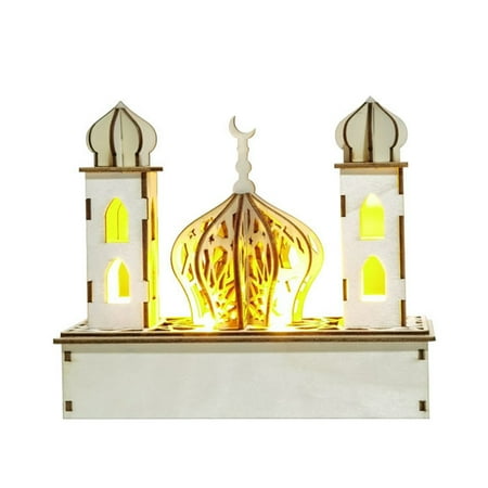 

TAONMEISU DIY Muslim Palace Night Light LED Wooden Eid Mubarak Decoration