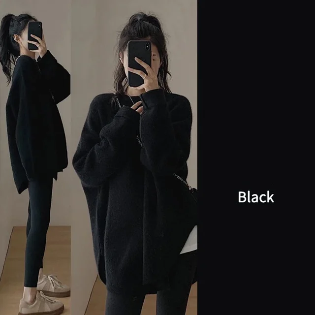 Suéter de punto Popular de alta gama para mujer Otoño Invierno versátil suave glutinoso Base de punto estilo occidental Casual Top suelto