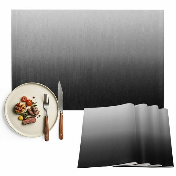 Placemats Set of 4, Black and Grey Ombre Placemats Set of 4, Gradient Gradual Color Tablemats Washable Placemat Table Decoration for Kitchen Table Dinner Party Home Decor Indoor Outdoor 13x19 Inch