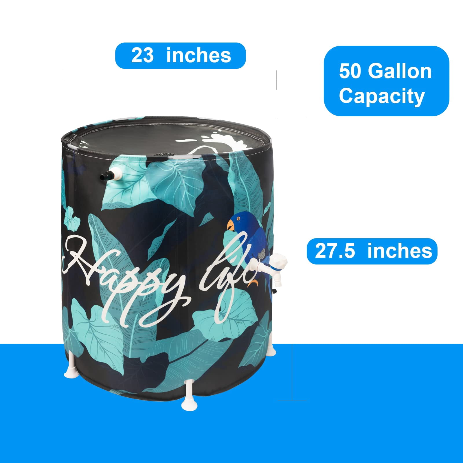 KMJETNIVY Rain Barrel Upgrade Anti-Collapse Collapsible Rainwater Collection System,Portable Water Storage Tank,Garden Water Catcher (Green Mutil, 50)