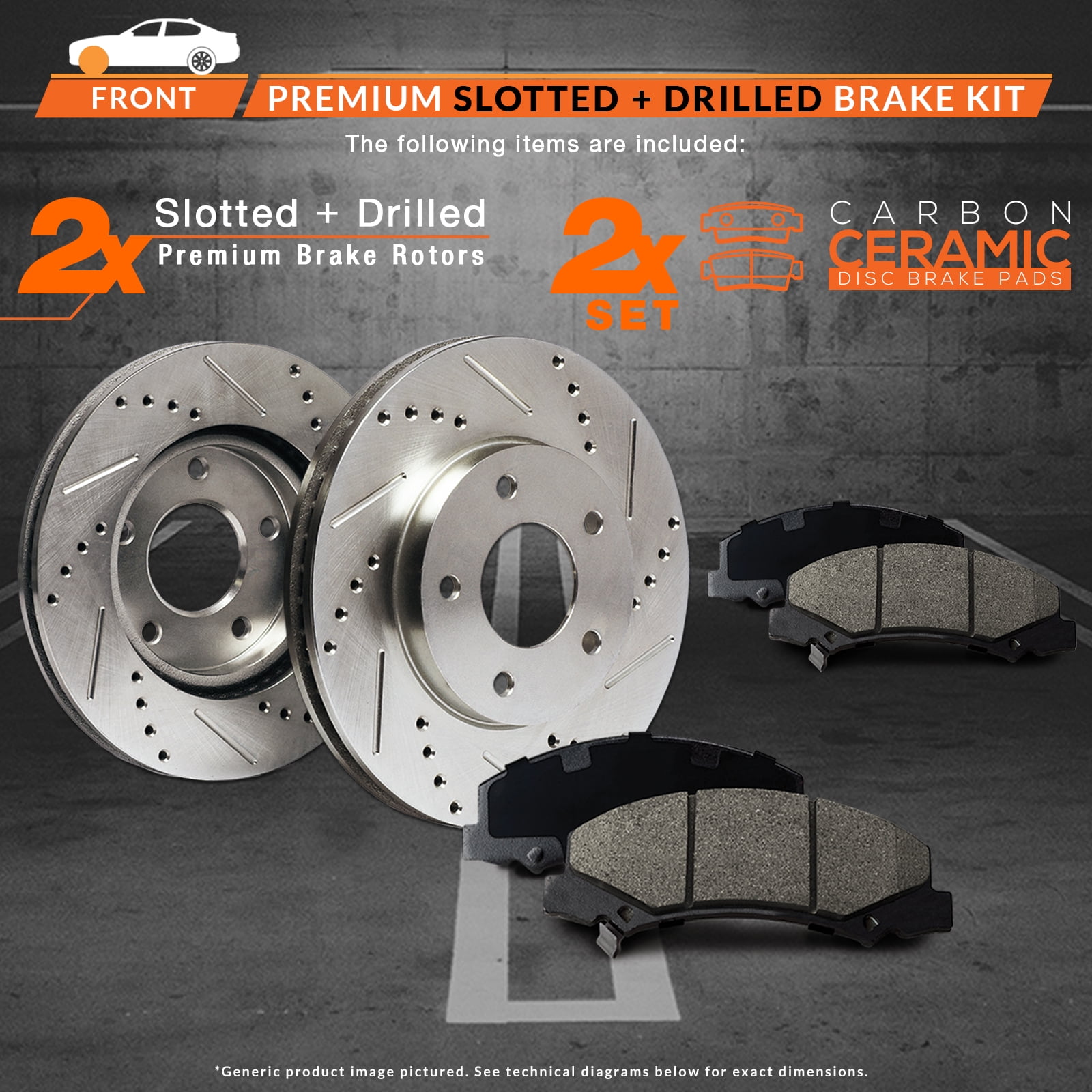Front Drilled Rotors /& Ceramic Pads for 2008-2012 Ford Escape Model w// Rear Drum