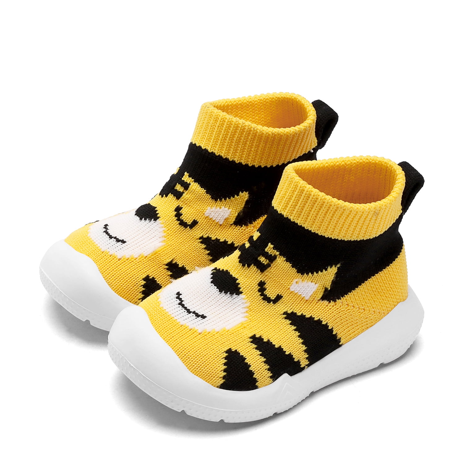 Baby Boy Girls Animal Non-Skid Indoor Slipper Infants Breathable Elastic Socks Shoes with Memory Insole Protect Toes Panda Tiger Fox 