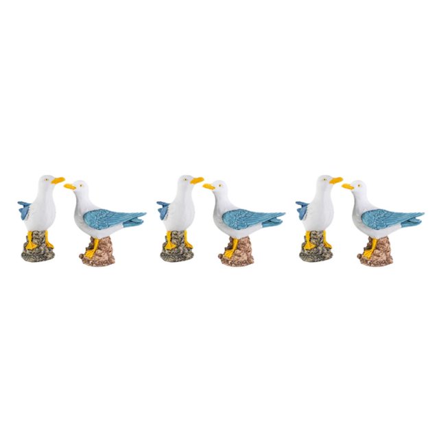 Advancent 2Pieces Seagull Stand Stump Statue Sea Figurine Decoration Bird for Yard Type1