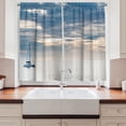 thumbnail image 2 of Ambesonne Nautical Kitchen Curtains, Sailing Yacht Sunset, 55"x45", Blue, 2 of 3