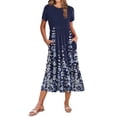 thumbnail image 1 of Vestido midi Zeagoo para mujer, verano 2025, manga corta, azul marino, XXL, 1 of 6