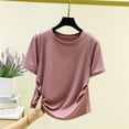thumbnail image 2 of Landzoo Women'S Tees Solid Color Short Sleeve Crew Neck T Shirt Summer Quick Dry Women Shirt Size M Pink, 2 of 3
