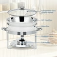 thumbnail image 4 of Ensemble de Buffets à Réchaud en Acier Inoxydable Robuste – Lot de 6 Réchauds Alimentaires de 5 Qt avec Couvercles en Verre, Porte-Carburant, Casseroles pour Aliments et Eau – Parfait pour la Restauration, les Mariages, les Événements (6 Pcs), 4 of 8