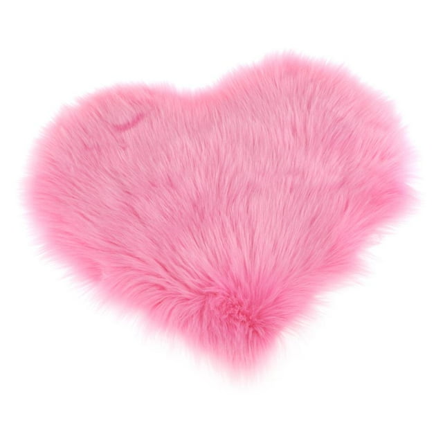 Alfombra de piel de oveja esponjosa con forma de corazón, de piel sintética, suave y sedosa. Rosado