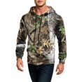 thumbnail image 3 of Havenx Camo Hoodie for Men Long Sleeve Maple Leaf Print Hoodie with Pockets Drawstring Hooded Sweatshirts Fishing Hunting Camping Athletic Workout Fall Winter Clothing,Camel S, 3 of 6