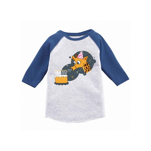 Awkward Styles Giraffe Birthday Toddler Raglan Animal Lover Gifts Cute Birthday Baseball Tshirts Themed Party Giraffe Jersey Shirts for Kids Birthday Gifts Giraffe Blowing Birthday Candles Shirt