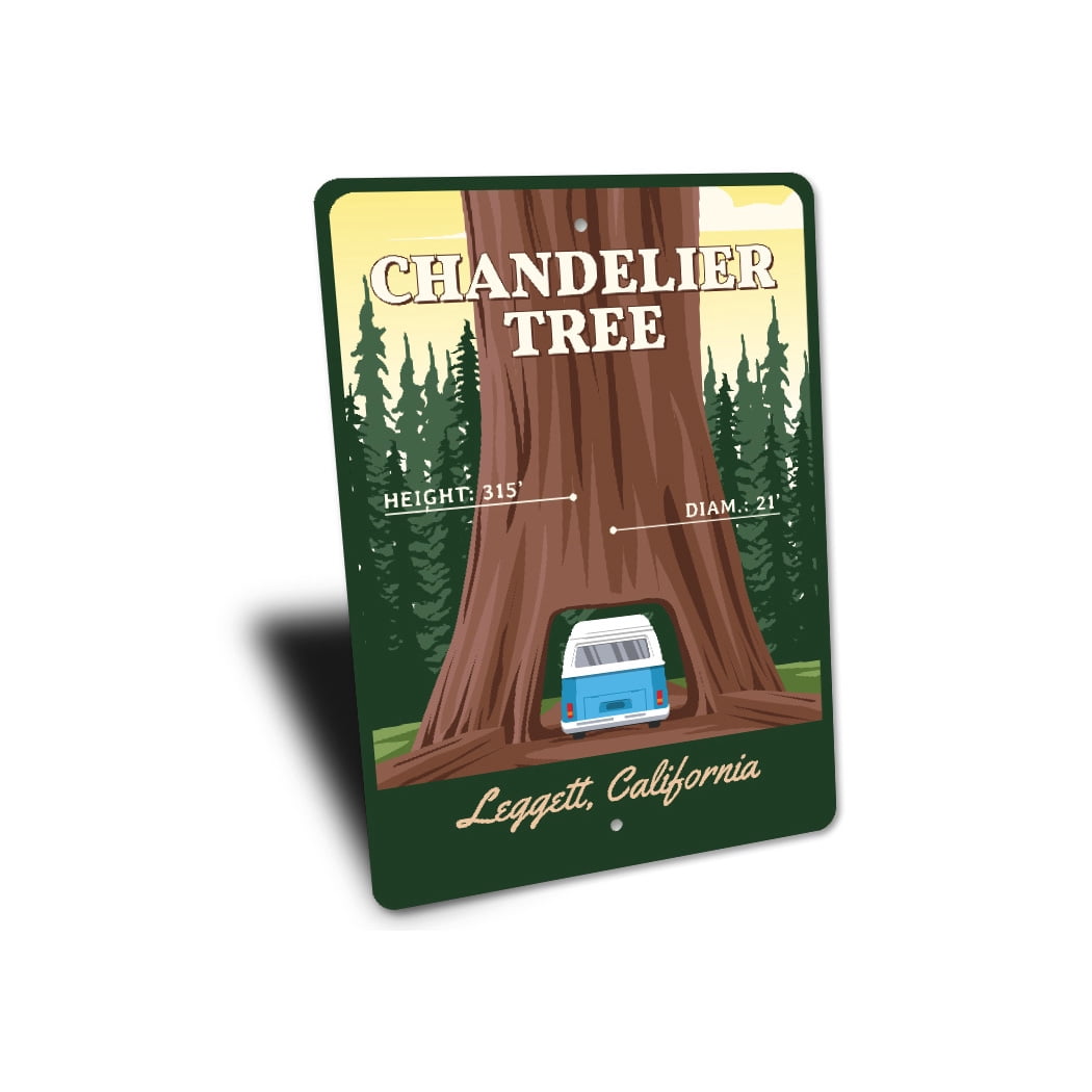 Chandelier Tree Drive-Thru Tree Park Aluminum Metal Decor Sign - 10x14 inches