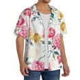 thumbnail image 2 of Uemuo Colorful Flowers Pattern Cotton Linen Short Sleeve Shirts,Casual Lightweight Button Down Shirts,Vacation Beach Summer Tops-Large, 2 of 7