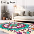 thumbnail image 2 of ODIKA 5'x7' Machine Washable Non-Slip Area Rug, Bohemian Medallion Eclectic Artistic Vibrant Decorative Statement High Traffic Rug with Pad, Pink, 578756, 2 of 8
