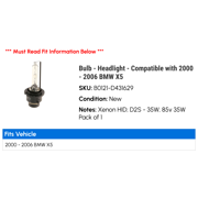 Bulb - Headlight - Compatible with 2000 - 2006 BMW X5 2001 2002 2003 2004 2005