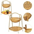 thumbnail image 2 of 2-Tier Fruit Basket Bowl, Rattan Bread Baskets, Woven Fruit Basket Organizer, Snack Flower Basket, Natural Woven Decorative Food Storage Basket Serving Tray for Kitchen Table Countertop, 2 of 8