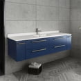 thumbnail image 2 of Fresca Lucera 60" Royal Blue Wall Hung Modern Bathroom Cabinet w/ Top & Single Undermount Sink, 2 of 12