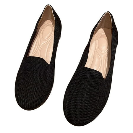 

SUNHUFA Knit Loafers Comfortable Slip On Shoes Casual Work Shoes for Women (Black 40)
