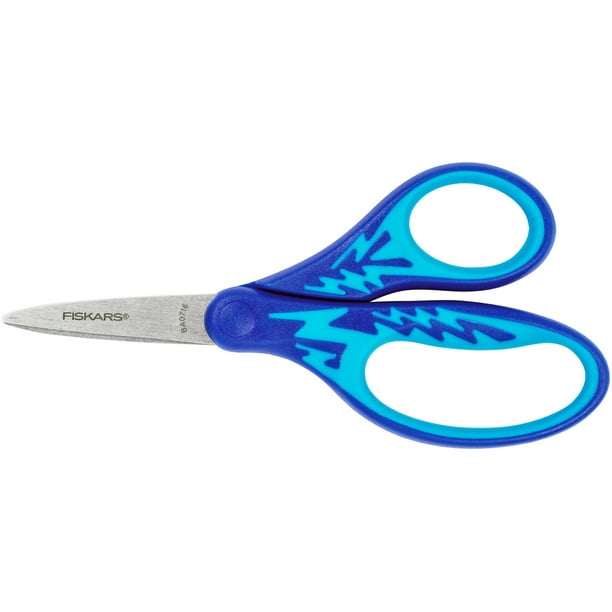 Fiskars 5" Kids Scissors, Pointed Tip, SoftGrip LeftHanded, Lightning
