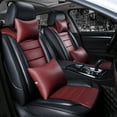 thumbnail image 1 of 5 Seats Car Front Rear Full PU Leather Breathable Car Seat Cover Cushion Mat With Pillow for 4 Seasons, 1 of 7