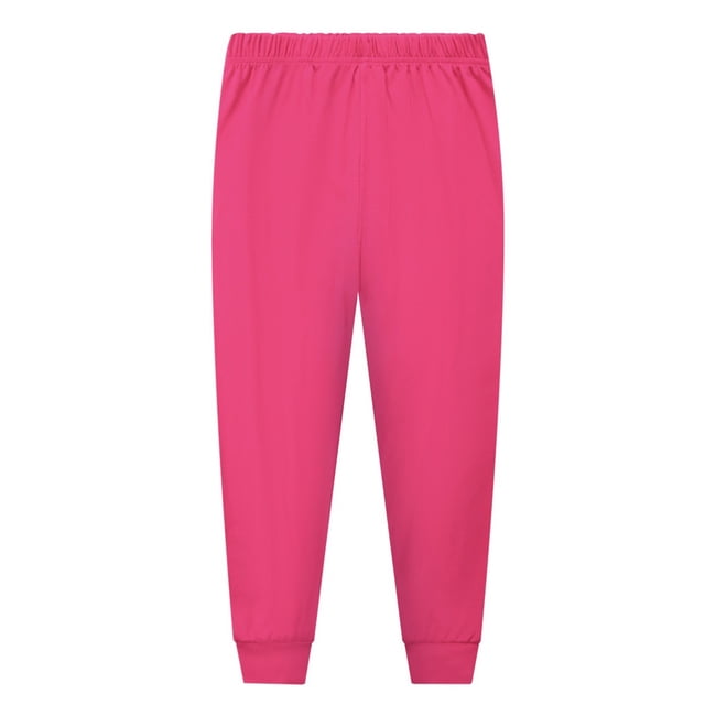 Pyjamas Longs pour Garçons et Filles de 110 à 170 Ans, Couleur Unie, Rose Vif
