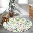 thumbnail image 4 of Spring Floral Round Area&nbsp;Rug 3ft Watercolor Pink Flowers Green Leaves Farmhouse Non-Slip&nbsp;Washable Circle Rugs Soft Felt Indoor Floor Mat for Bedroom Kitchen Living Room Bathroom, 4 of 9