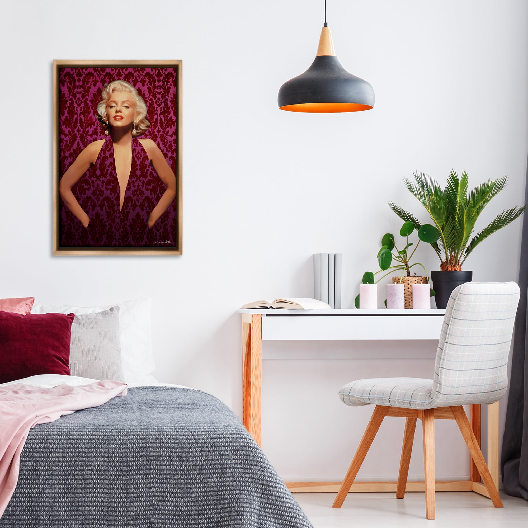 Stupell Industries Victorian Patterned Marilyn Novelty Painting Brown Floater Framed Art Print Wall Art, 21 x 31