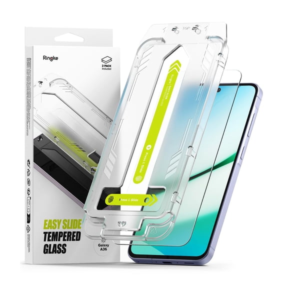 Protector de pantalla Ringke Easy Slide para Samsung Galaxy A36, vidrio templado 9H, 2 unidades
