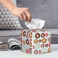 thumbnail image 6 of Picia Colorful Donuts Pattern Tissue Box Cover,PVC Leather Square Holder,Tissue Box Holder with Magnetic Bottom,Facial Paper Organizer Dispenser-5.2"X5.2"X5.2", 6 of 8