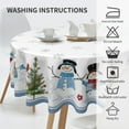 thumbnail image 4 of Round Winter Tablecloth 60 Inch Blue Snowman Snowflakes Christmas Tree Print Farmhouse Print Decorative Washable Polyester Table Cloth for Party Picnic Home Kitchen Decor Seasonal, 4 of 6